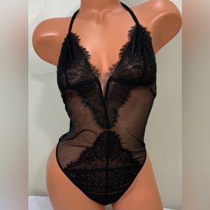Victoria's Secret Black Sexy Lace Teddy Bodysuit Lingerie